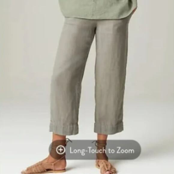 J.Jill Women's Pull-On Linen Crop Pants Khaki Size LP - Picture 1 of 9
